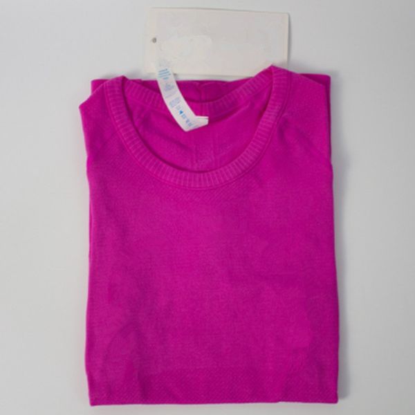 

lu-008 women's yoga solid color sports shaping waist t-shirt fitness suit lulu women's short sleeve jogging sweatshirt fitness spo