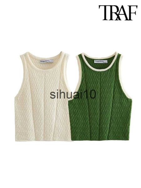 

women's t-shirt traf women round neck solid vest camisole off shoulder basic y2k summer highstreet sweater tank crop j230627, White