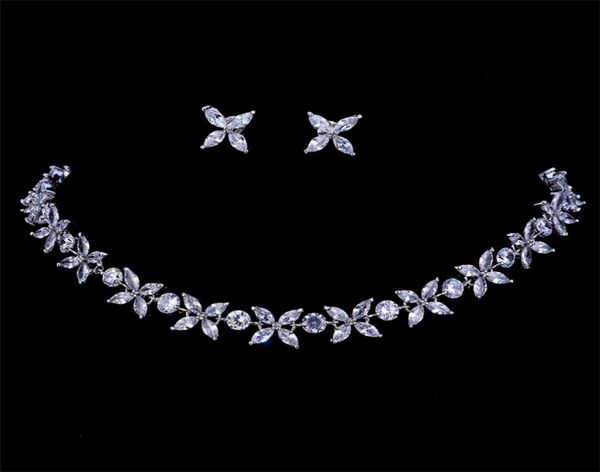 

emmaya zircons stunning crystal necklace and earrings luxury bridal party jewelry set for wedding evening gift 2201192511657, Black