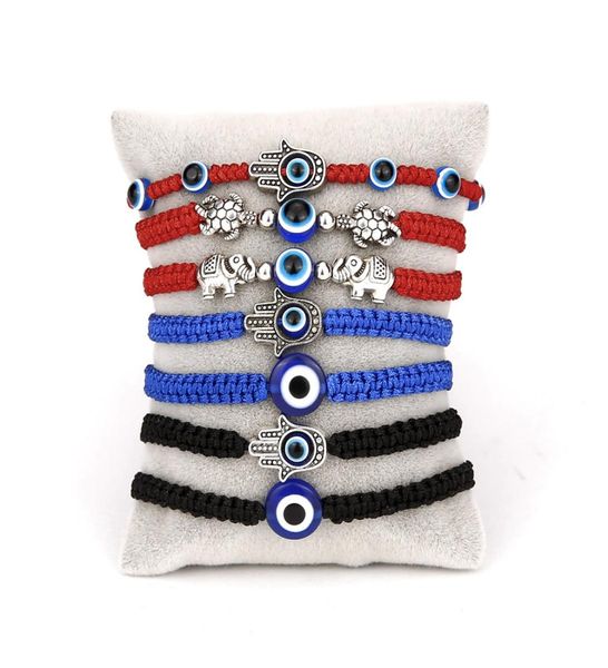 

selling new palm two round bead blue eye evil eye red rope knitting adjustable braid cord strand braided friendship bracelets8898917, Black