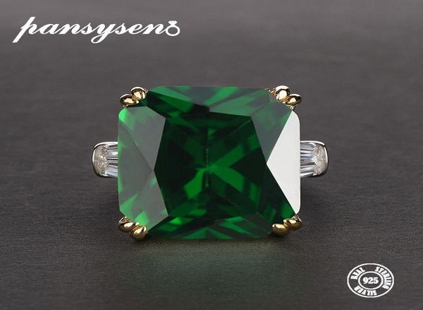 

pansysen 7 colors green emerald rings for women green pink red purple gemstone s925 silver jewelry engagement ring size 512 ly1913161190, Slivery;golden