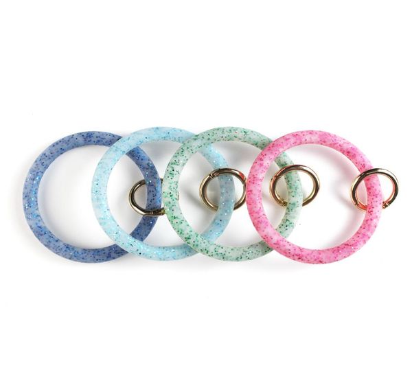 

new environmentally friendly silicone cactus monogrammed wristlet car keychain bracelet bangle keyring large circle key ring for w8650953, Silver
