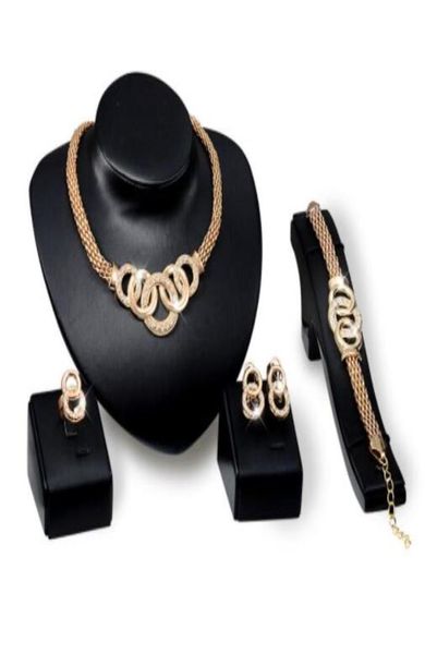 

sets drop delivery 2021 earrings necklace bracelet ring luxury exquisite women rhinestone 18k gold plated alloy oval wedding jewel6934436, Slivery;golden