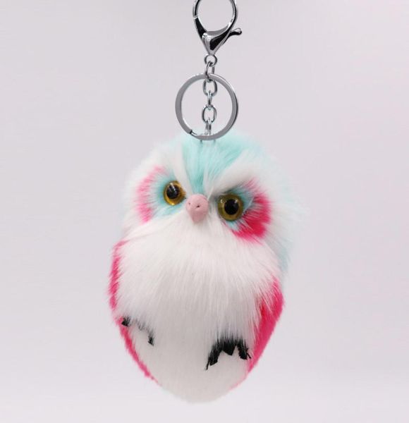 

luxury owll pendant pu leather animal plush keychain rings rex rabbit fur women039s bag car pendant ne11992469034, Slivery;golden