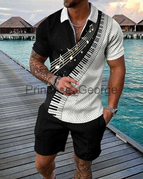 

men's tracksuits 2023 men's summer tracksuit polo shirts shorts set casual turn down collar tshirt suit male clothing fashion stre, Gray