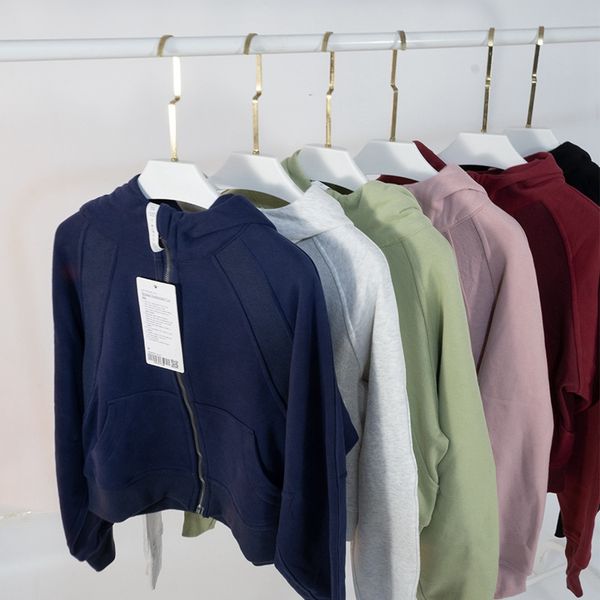 

lu-002 oversized scuba full-zip hoodie waist length jackets sweatshirts soft thumbholes leisure yoga coat lulemon