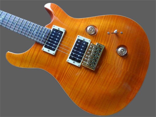 

straight prs electric guitar with bird fingerboard, body, flame beige new