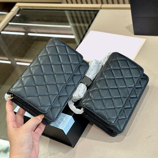 

women designer classic mini caviar leather woc bags wallet with gold/silver metal hardware matelasse chain diamond lattice quilted crossbody