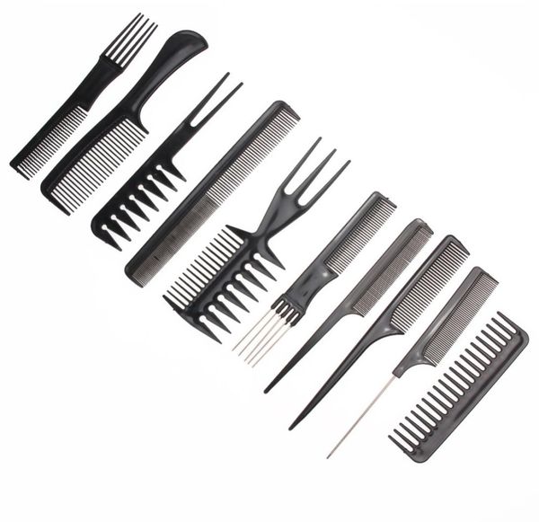 

10pcs salon hair styling hairdressing barbers plastic combs set9497434, Silver