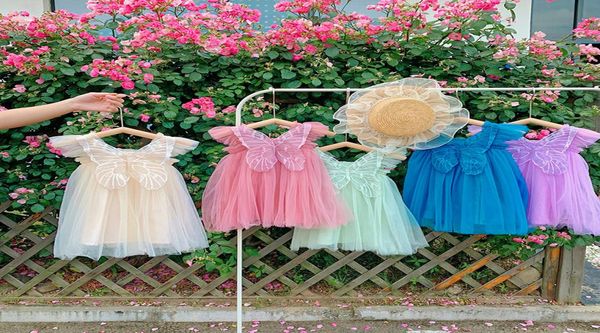

ins new girls clothes dresses lolita back butterfly design sleeveless mesh princess dress summer girl clothing dress6619952, Red;yellow