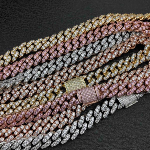 

12mm 925 sterling silver iced out vvs moissanite diamond cuban link chain