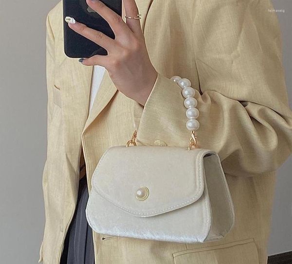 

evening bags vintage small square shoulder bag for women pearl chain ladies tote handbags clutch purse fashion female crossbody1523114