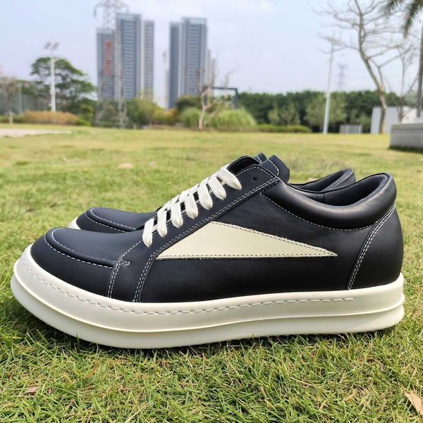

rick 23 new ro shoes low shoes men's thick sole black and white lace up dark black style hip hop high street casual board shoes trend