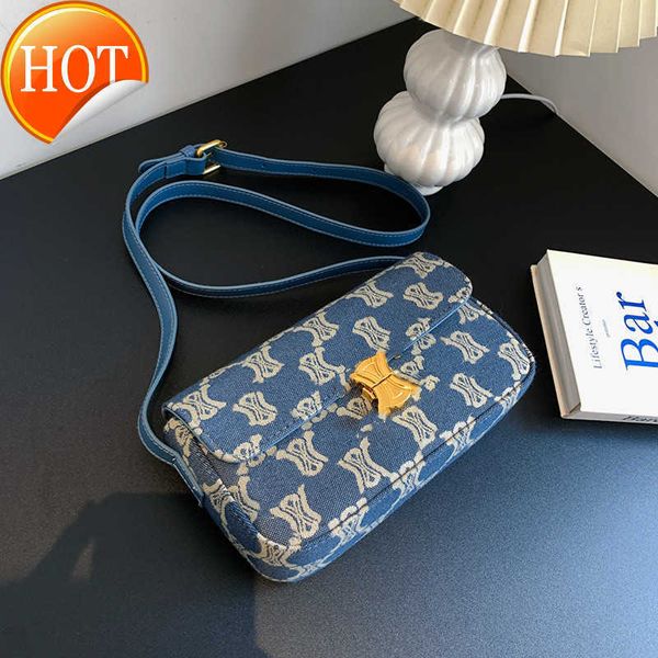 

designer bags triumphal arch denim women's 2023 new fashion one shoulder crossbody bag high sense small square factory direct sale purs