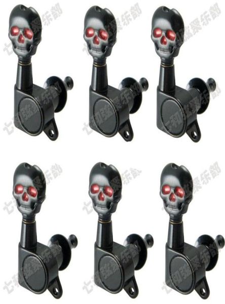

6r black guitar accessories for electric guitar strings skull button tuning pegs keys tuner machine heads guitar parts7075448