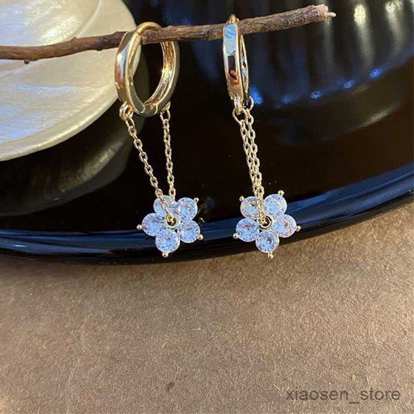 

stud elegant flower hoop earrings for women fashion metal chain shiny crystal flowers earring girls daily jewelry r230628, Golden;silver