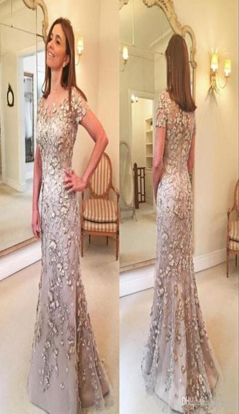 

vintage short sleeve floral appliqued mother dresses long women formal gown mermaid even dresses mother of the bride dress vestido7328179, Black;red