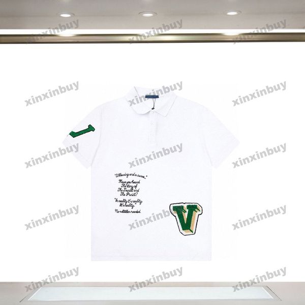 

xinxinbuy men designer tee t shirt 23ss paris towel embroidery letter short sleeve cotton women red black white s-2xl, Black;brown