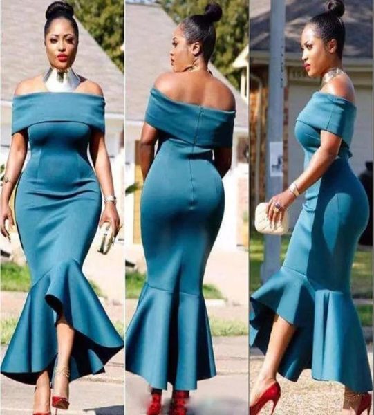 

plus size mermaid prom dress fashion highlow satin ankle length celebrity party dress elegant off shoulder zipper backless evenin9512924, Black