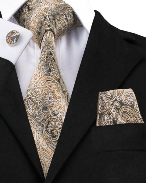

bow ties fashion slategray goldenrod paisley tie hanky cufflink silk neckties for men formal business wedding party c271bow6450773, Black;gray