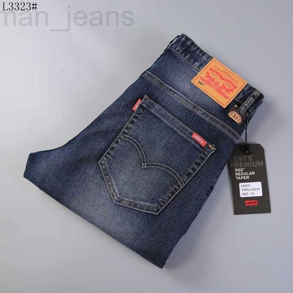 

men's jeans designer l3323-2023 new straight fit business casual pants 3rbh, Blue