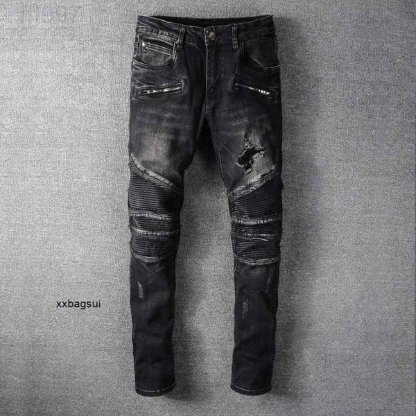 

amirs mens jeans amirs trend black frayed small straight jeans men's slim pants trendy men's motorcycle 1089 nqf, Blue