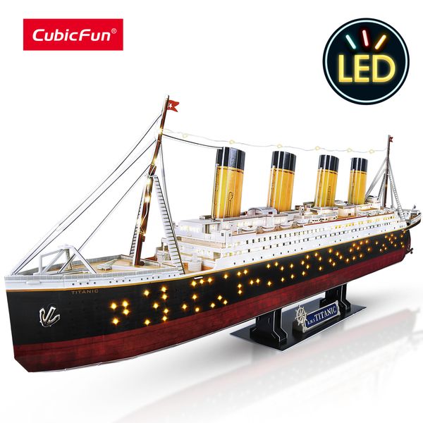 

3D CubicFun Puzzles for Adults LED Titanic Ship Model 266pcs Cruise Jigsaw Toys Lighting Building Kits Home Decoration Gifts 230627