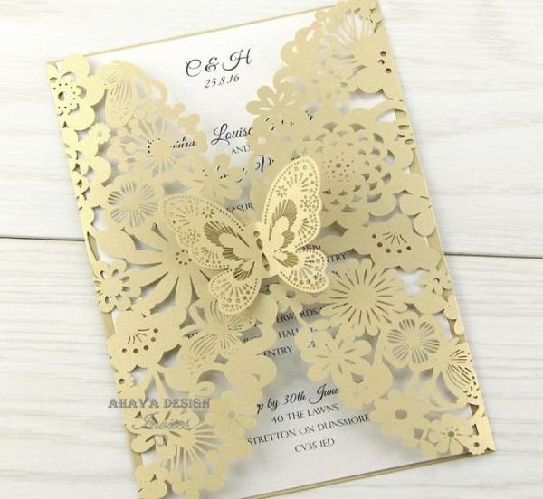 

gorgeous vertical laser cut butterfly invitations cards kits for wedding bridal shower birthday and sweet 162969250, Black