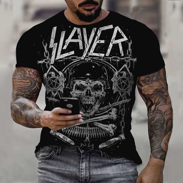 

fashion new spring/summer t-shirt youth popular 3d printing skull casual short sleeve, White;black