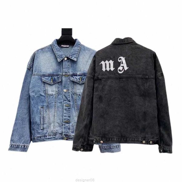 

men womens designers denim jackets mens casual winter coats branded fashion luxe back prints palm jacket stylist outwear clothes angels, Black