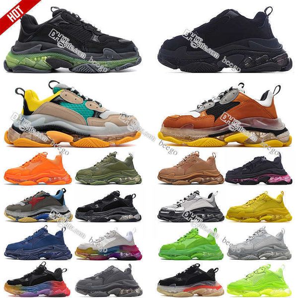 

triples 17fw s clear sole paris triple running shoes nylon for men women tess.s designer sneakers sneaker luxury mens womens platform casual, Black