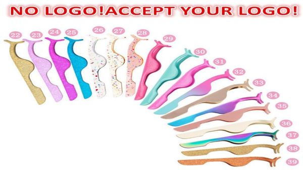 

false eyelash tweezers stainless steel eyelash curler rose gold eye lash applicator auxiliary clip clamp accept logo6710273