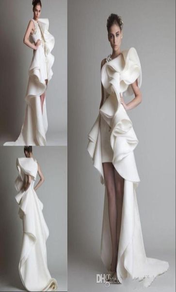 

designer wedding gowns one shoulder appliques ruffles sheath hilo organza customed whiteivory krikor jabotian bridal dress4837626, White
