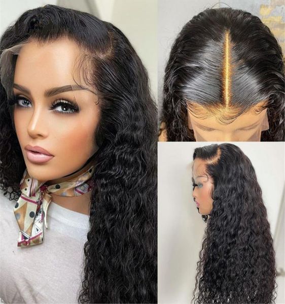 

180density 26inch natural black soft kinky curly part glueless lace front wig for women with baby hair comfort and breathabi8856579, Black;brown