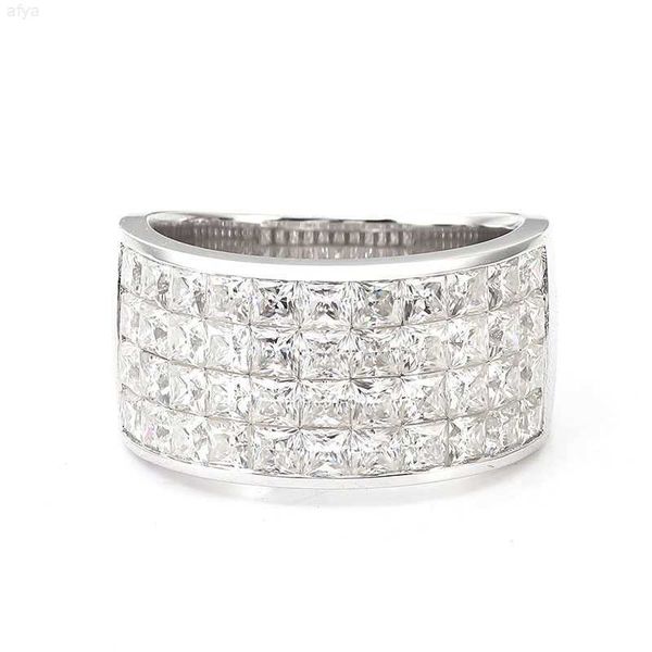 

3*3mm square princess cut loose diamond iced out moissanite men ring 925 sterling silver half eternity style