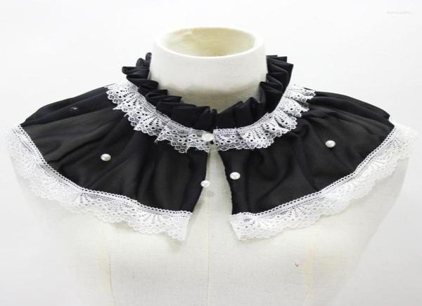

bow ties sitonjwly 2022 women stand fake collars black necklace choker false dress detachable collar neck ruff shawl nep kraagie d9265475, Black;gray