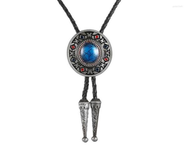 

neck ties kdg western cowboy zinc alloy point oil grain flower necktie pendant necklace genuine leather cord7369946, Blue;purple
