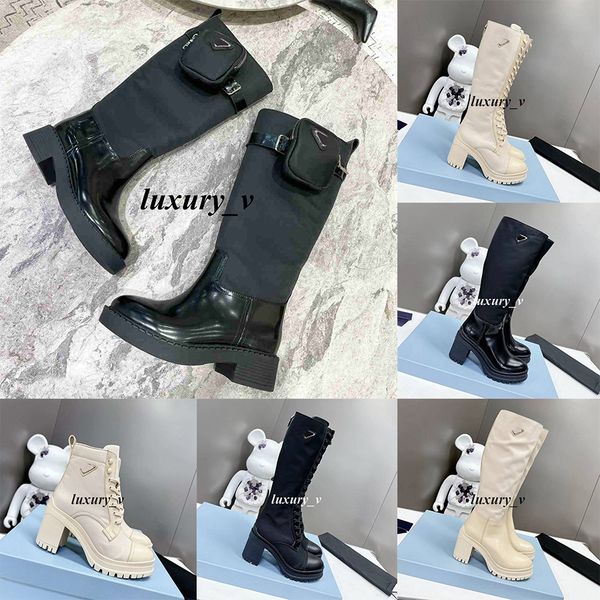 

designer rois boots women ankle boot nylon military inspired combat boots bouch attached to chunky monolith booties with box, Black