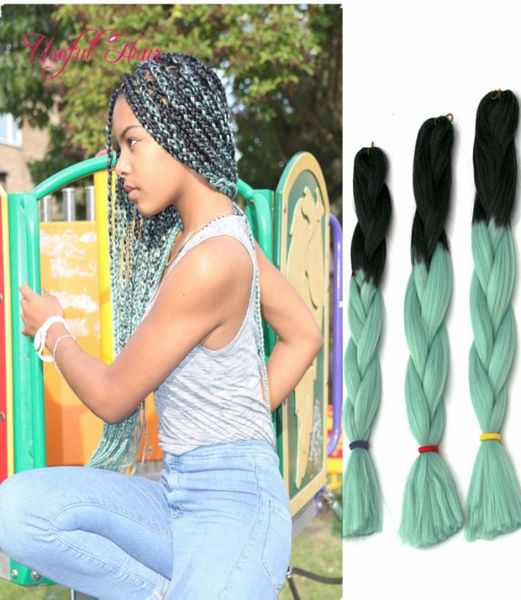 

croceht hooks for braided hiar 24inch ombre color jumbo braids extensiones de cabello synthetic braiding hair extensions crochet b6603892, Black