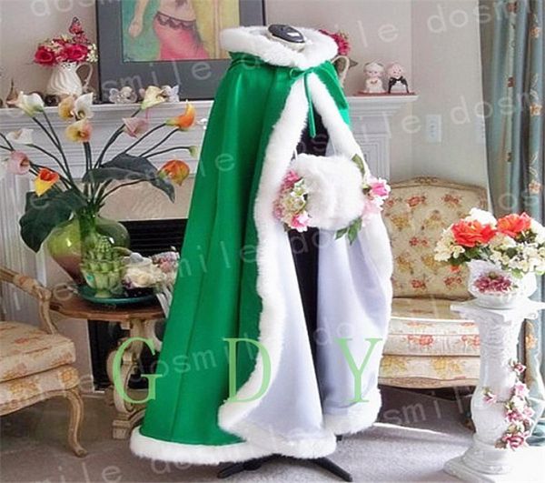 

winter bridal cape faux fur christmas hooded for winter wedding bridal wraps for wedding dresses sweep train5472506, White