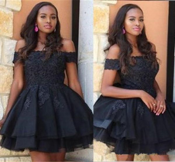 

little black short party dresses applique lace bateau off shoulder homecoming dress a line club wear cocktail gowns2962513