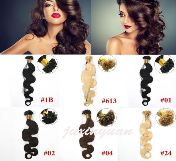 

whole 1gs 100gpack 14039039 24039039 100 human hair u tip hair extensions remy indian factory body wave3865366, Black