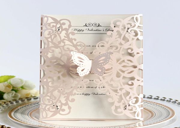 

elegant floral butterfly laser cut invitations for wedding bridal shower quinceanera business hollow printable party card marriage6167099, Black