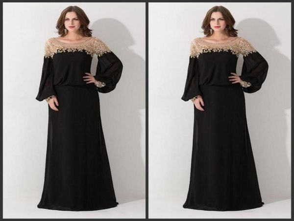 

2020 new black loose scoop neck dubai kaftan evening dresses long sleeve sequined chiffon formal party gowns vestido de f7253926, Black;red