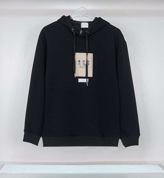 

designer hoodie tide brand bur hooded sweater classic plaid stitching loose os pullover men women hoodies fashion cotton jacket, Black
