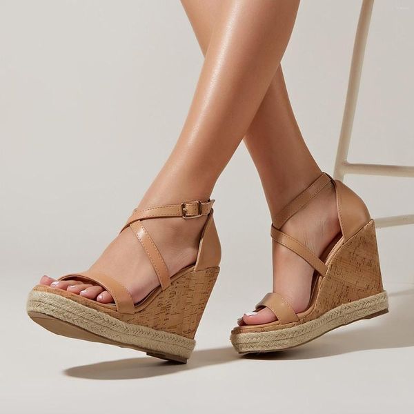 

sandals platform flat shoes women dressy summer outside open toe ankle wrap wedges rome female zapatos, Black