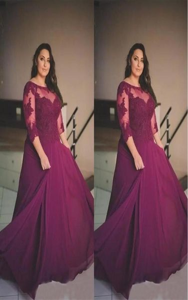 

plus size burgundy prom dresses lace applique half long sleeve evening gowns sheer neck special formal party dresses sd33551731371, Black