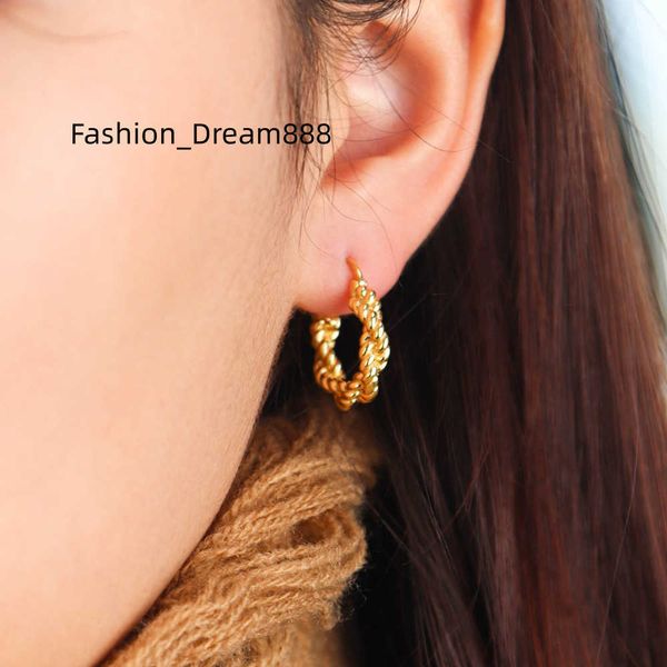 

chris april 925 sterling silver braided rope thick twisted hoop earrings, Golden