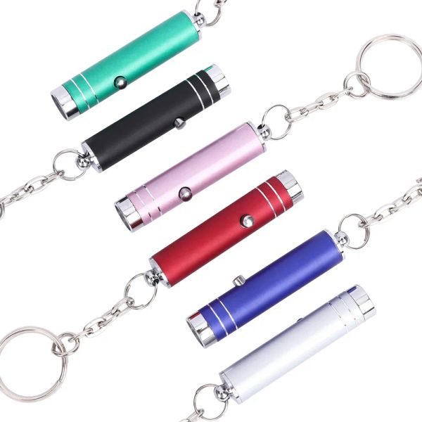 

multifunction portable mini led flashlight keychain aluminum uv light currency detector lamp key chains torch with battery, Silver