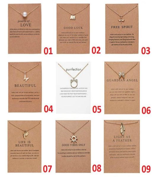 

wish dogeared jewelry necklaces with card gold elephant heart key clover triangle charm pendant necklace8174752, Red;brown